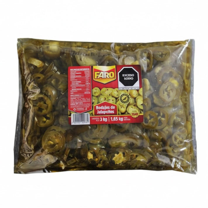 RODAJAS PARA NACHOS DE JALAPEÑO FARO c/3 kg