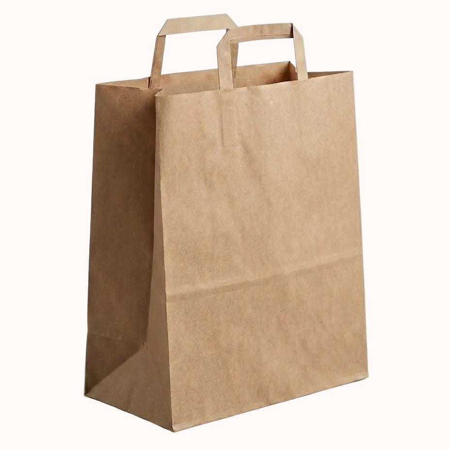 BOLSA DE PAPEL KRAFT IMPERMEABLE CON ASA BIO c/100 pz