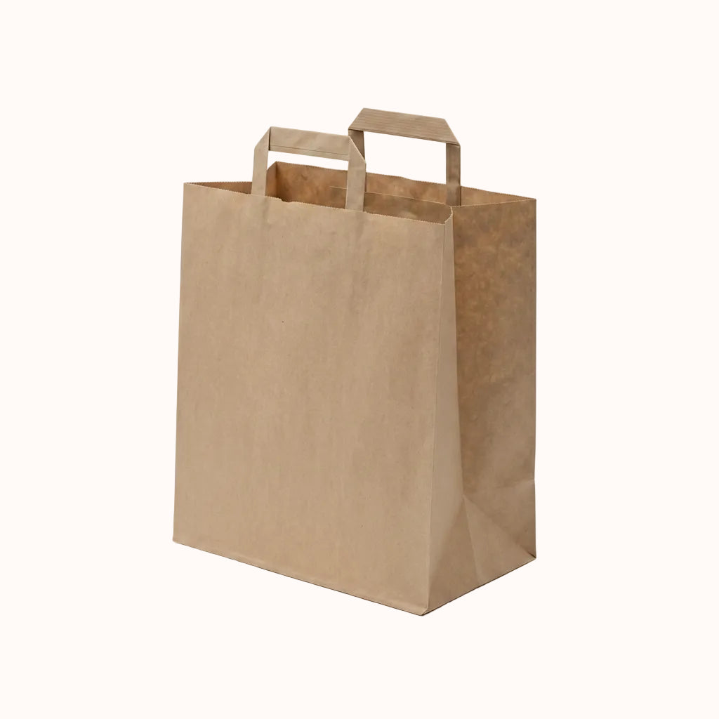 BOLSA DE PAPEL KRAFT IMPERMEABLE CON ASA BIO c/100 pz