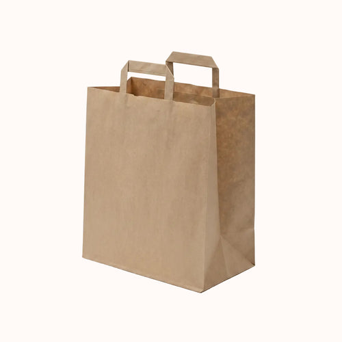 BOLSA DE PAPEL KRAFT IMPERMEABLE CON ASA BIO c/100 pz