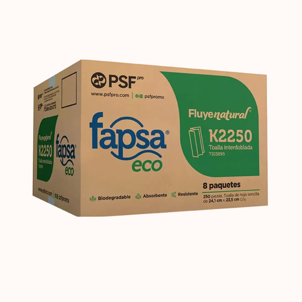 TOALLA INTERDOBLADA FAPSA ECO c/8 paq de 250 pz
