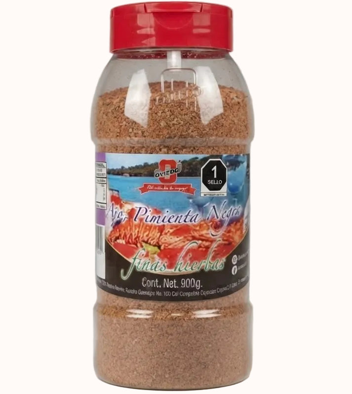 SAZONADOR AJO, PIMIENTA NEGRA Y FINAS HIERBAS OVIEDO c/900 g