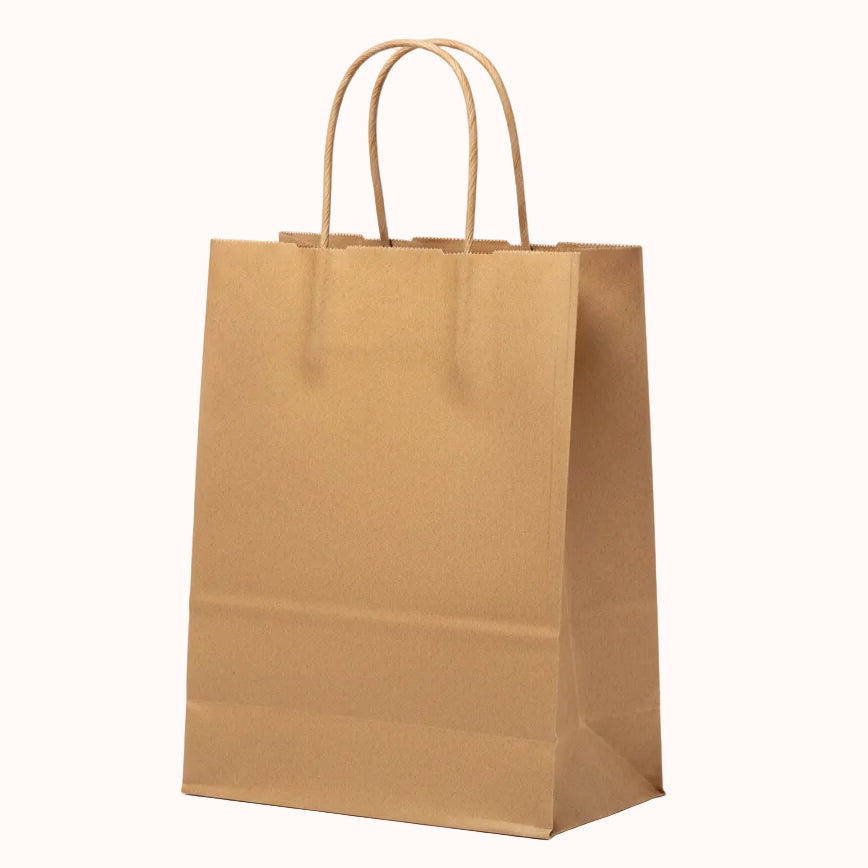 BOLSA DE PAPEL KRAFT c/ASA DE RIZO BIO c/12 pz