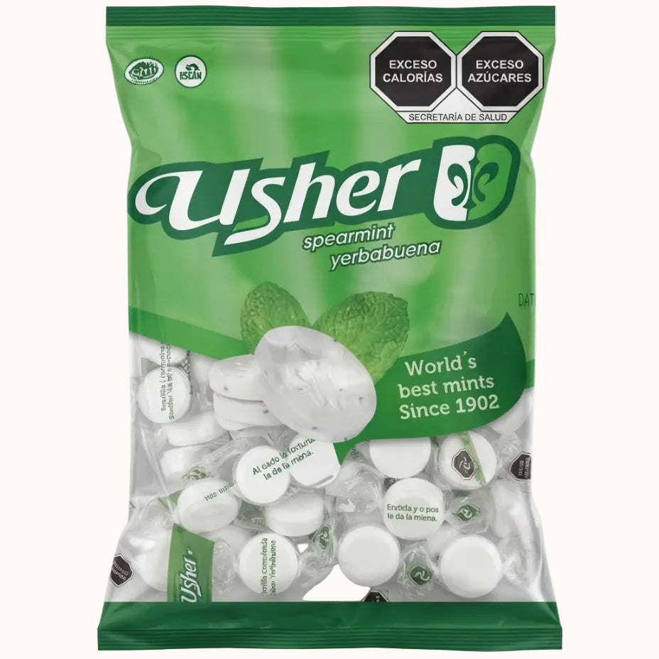 MENTAS SABOR YERBABUENA USHER c/100 pz