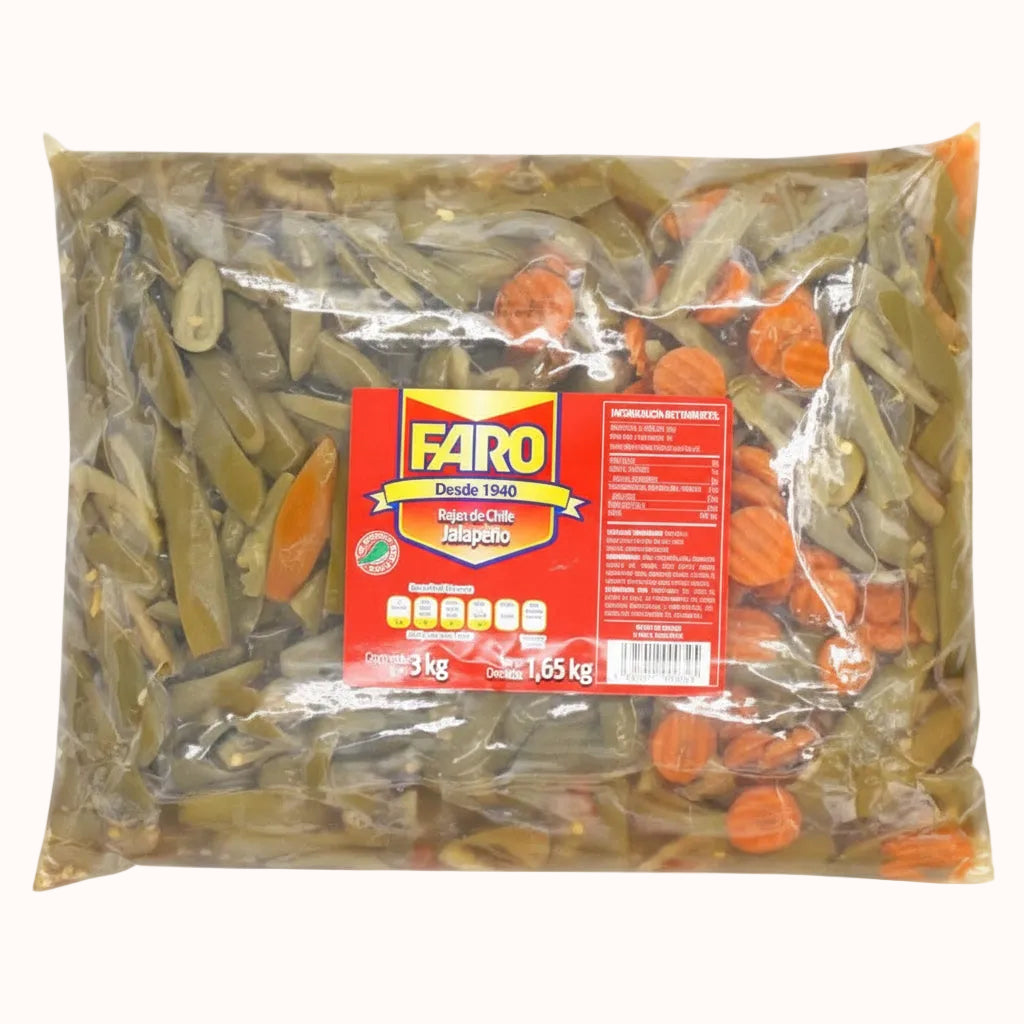 RAJAS DE CHILE JALAPEÑO FARO c/3 kg