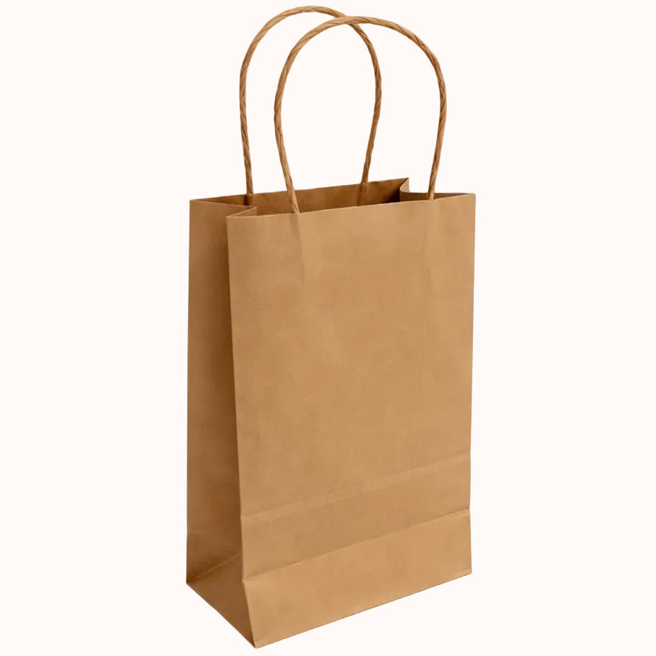 BOLSA DE PAPEL KRAFT c/ASA DE RIZO BIO c/12 pz