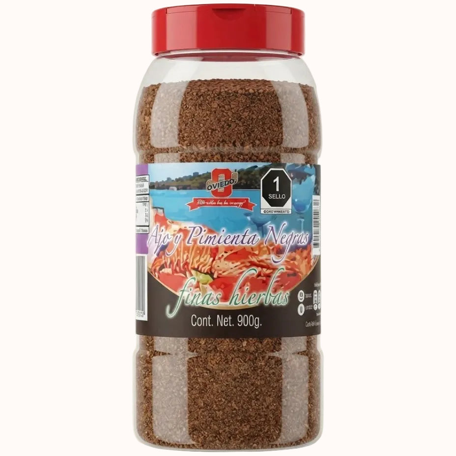 SAZONADOR AJO, PIMIENTA NEGRA Y FINAS HIERBAS OVIEDO c/900 g
