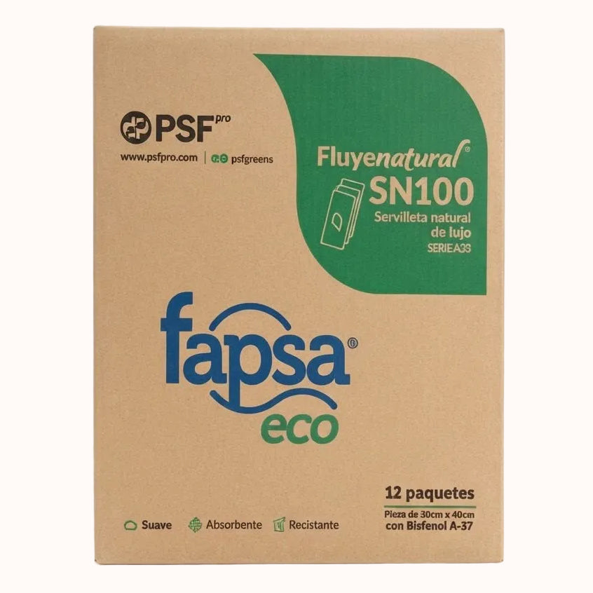 SERVILLETA NATURAL DE LUJO FAPSA ECO c/12 paq de 100 pz