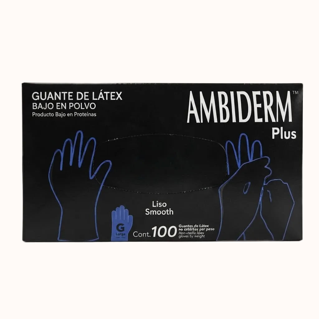 GUANTE DE LATEX NEGRO AMBIDERM PLUS c/100 pz